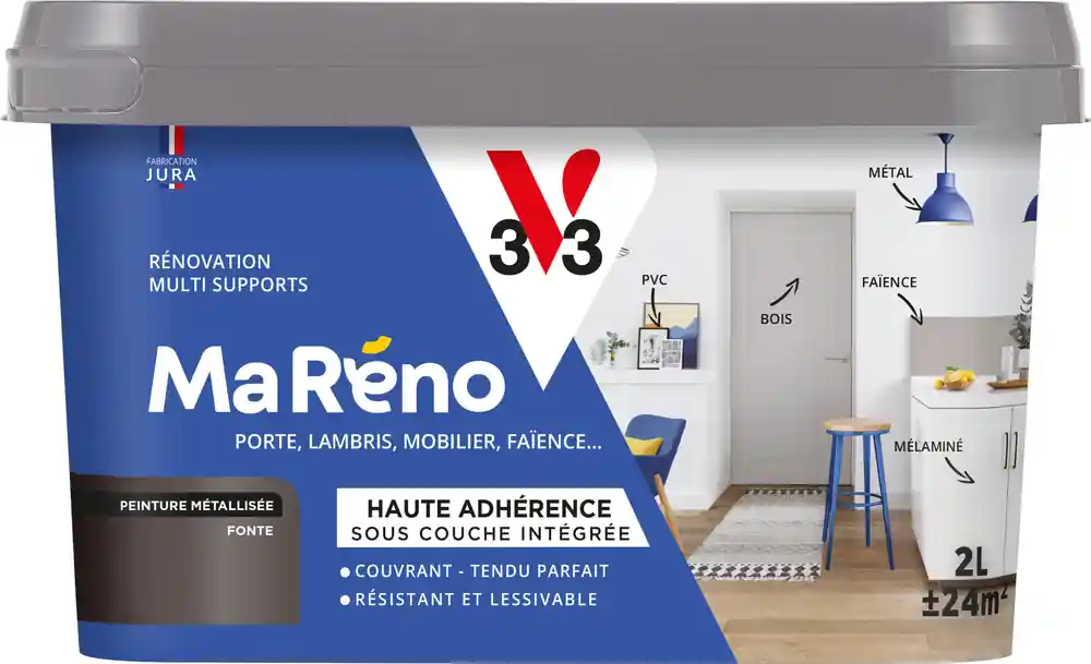 Prix Promo Peinture de rénovation multi-supports MaRéno fonte finition métallisée 2L - V33