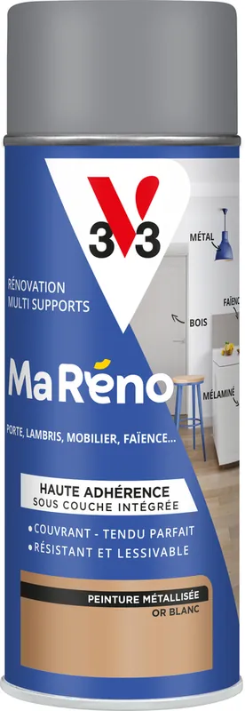 Soldes Peinture de rénovation multi-supports MaRéno or blanc finition métallisée 0,4L - V33