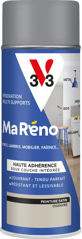 Nouvelle Collection Peinture de rénovation multi-supports MaRéno chanvre finition satinée 0,4L - V33