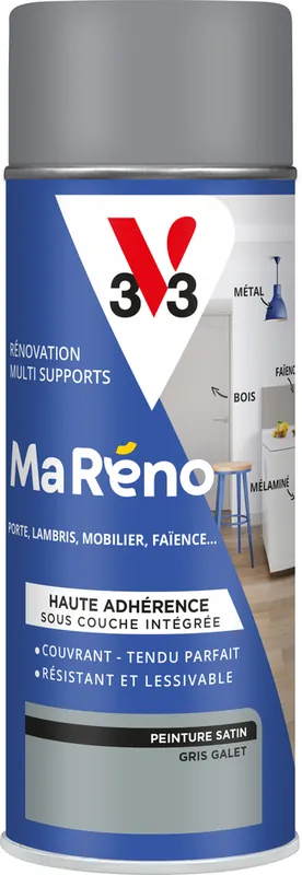 Peinture de rénovation multi-supports MaRéno gris galet finition satinée 0,4L - V33 Réduction