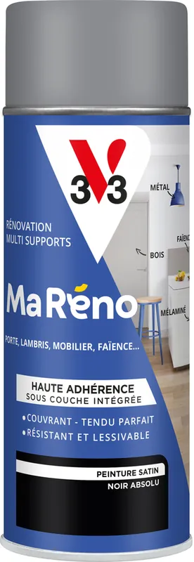 Solde Peinture de rénovation multi-supports MaRéno noir absolu finition satinée 0,4L - V33