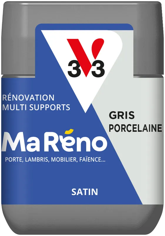 Affaire À Saisir Peinture de rénovation multi-supports MaRéno gris porcelaine finition satinée 75 ml - V33