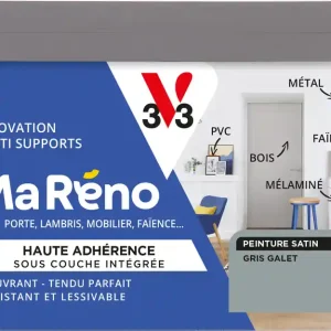 Prix Réduit Peinture de rénovation multi-supports MaRéno gris galet finition satinée 0,5L - V33