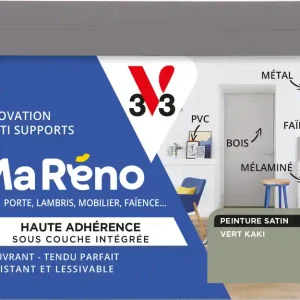 Peinture de rénovation multi-supports MaRéno vert kaki finition satinée 0,5L - V33 Bon Marché