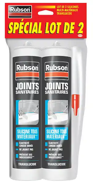 Mastic silicone transparent - Cartouche 280ml x2 RUBSON Retour Gratuit
