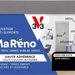 Vente Directe Peinture de rénovation multi-supports MaRéno noir absolu finition satinée 0,5L - V33