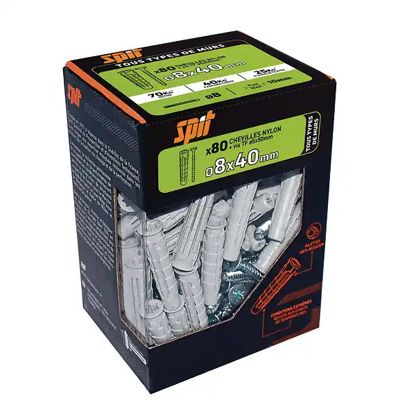 Boîte fenêtre de 80 Pro6 D8x40mm+ vis TF D5x50mm RED HEAD Réduction