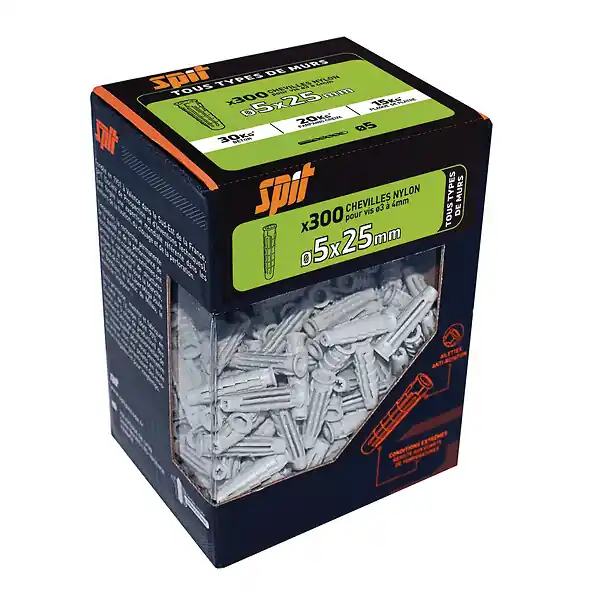 Boite de 300 chevilles Nylon PRO6 D5X25MM RED HEAD Retour Gratuit