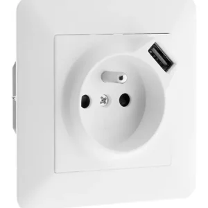 Expédié Aujourd'hui Prise 2P+T 16A encastrée avec port USB - Blanc ZENITECH