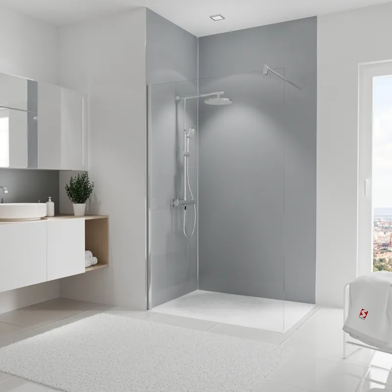 Dernière Chance Panneaux muraux de douche 90+120x255 cm gris argenté DécoDesign Couleur - SCHULTE