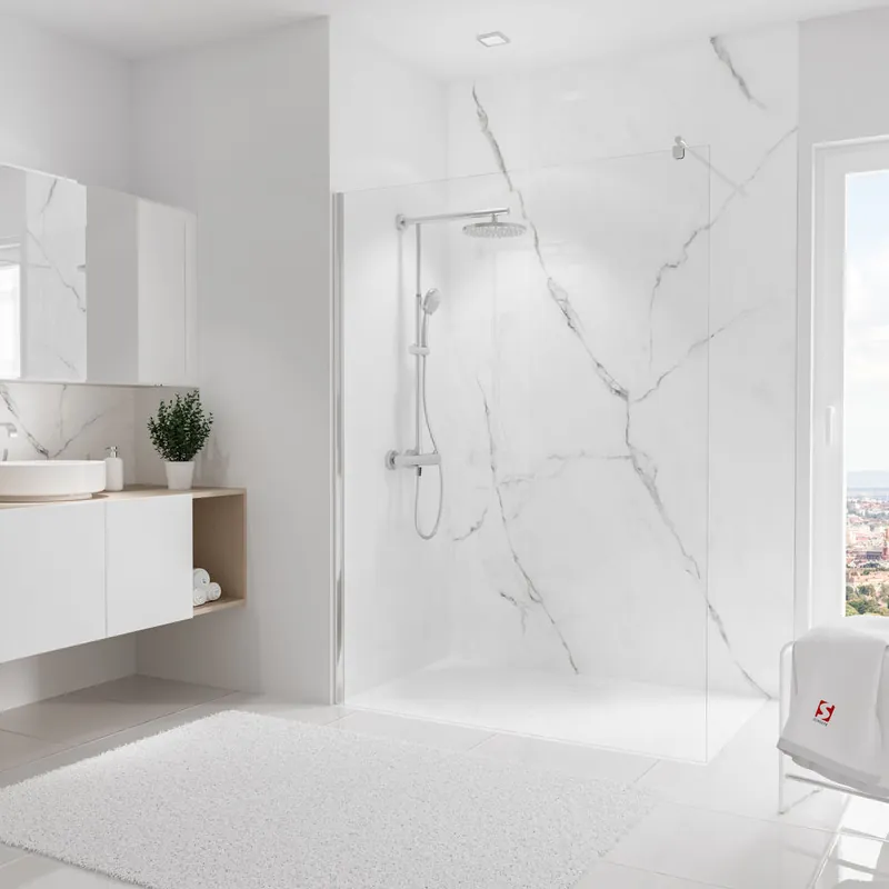 Acheter Direct Panneau mural de douche 150x255 cm marbre de carrare DécoDesign Brio - SCHULTE