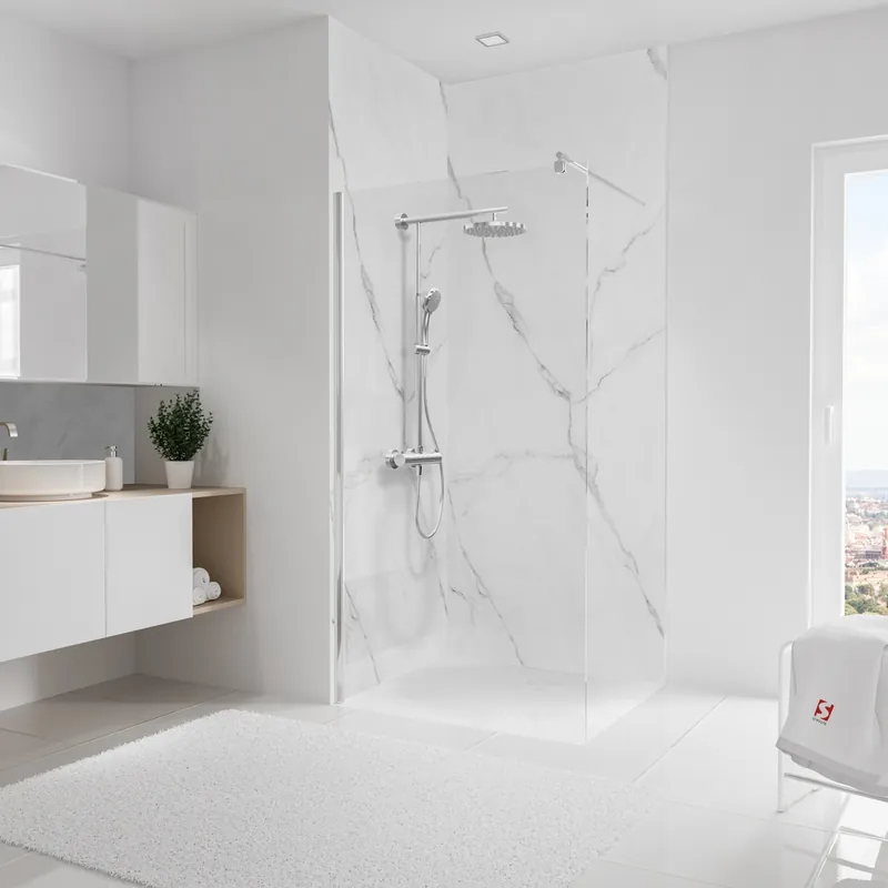 Prix Promo Panneaux muraux de douche 100+100x255 cm marbre de carrare DécoDesign Brio - SCHULTE