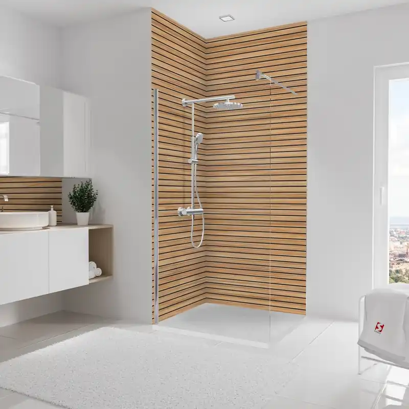 Panneaux muraux de douche 100+100x255 cm japandi horizontal DecoDesign Décor - SCHULTE Commander Vite