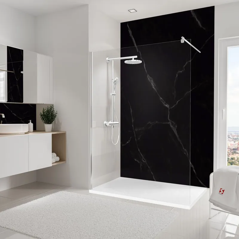 Panneau mural de douche 150x255 cm marbre de carrare noir DécoDesign Softtouch - SCHULTE Prix Réduit
