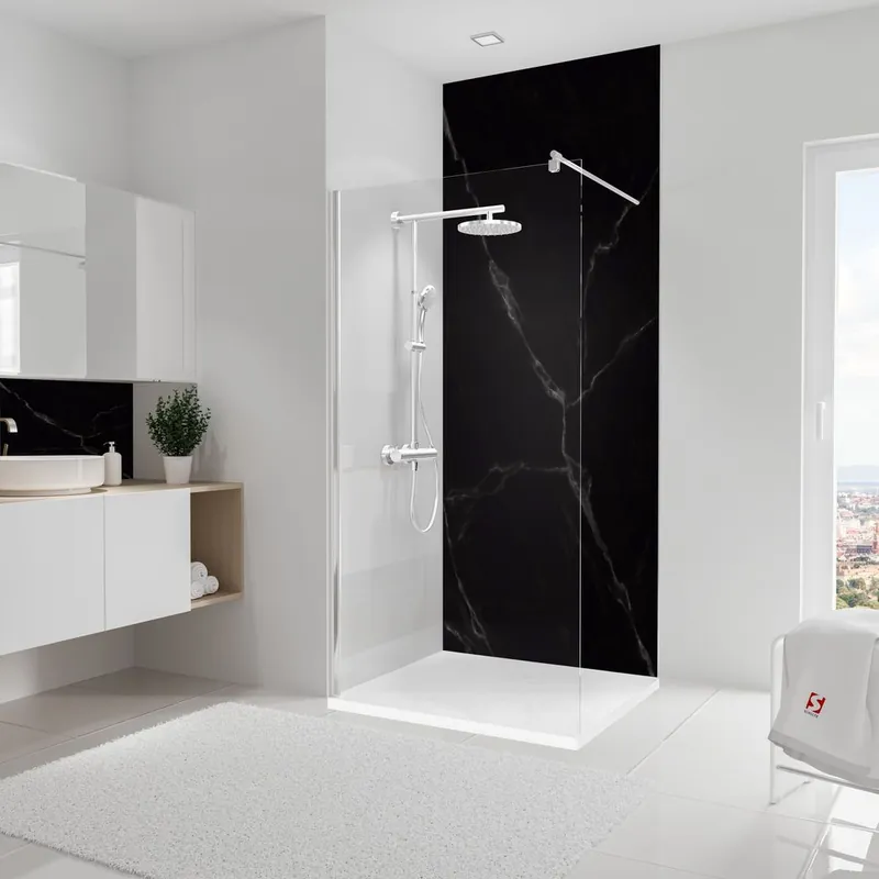 Panneau mural de douche 100x255 cm marbre de carrare noir DécoDesign Softtouch - SCHULTE Petit Prix