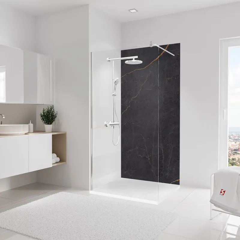 Panneau mural de douche 100x210 cm marbre anthracite cuivre DécoDesign Softtouch - SCHULTE Offre Du Jour