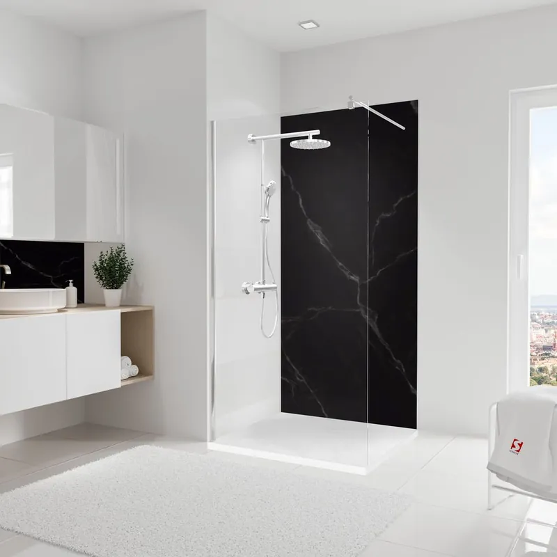 Panneau mural de douche 100x210 cm marbre de carrare noir DécoDesign Softtouch - SCHULTE Super Prix