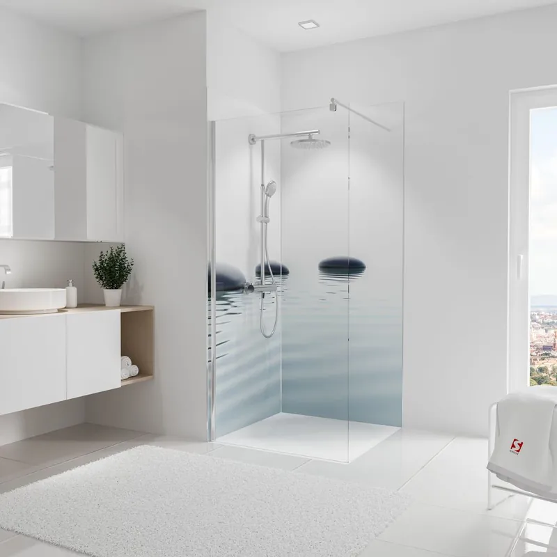 Top Vente Panneaux muraux de douche 90+90x210 cm pierres zen et eau DécoDesign Photo - SCHULTE