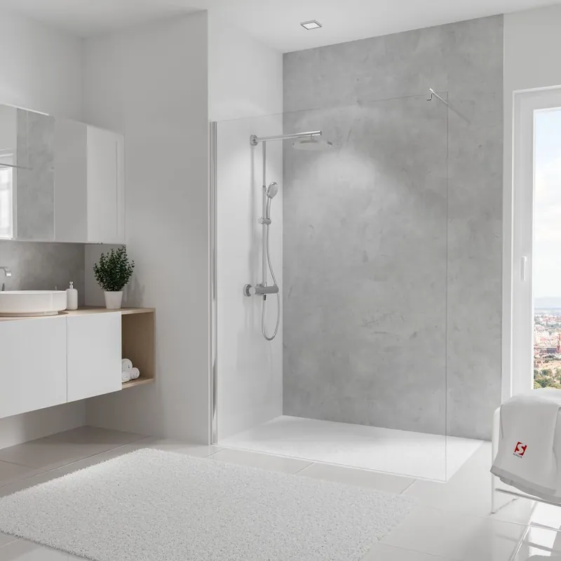 Achat Immédiat Panneau mural de douche 150x255 cm béton ciré DécoDesign Softtouch - SCHULTE