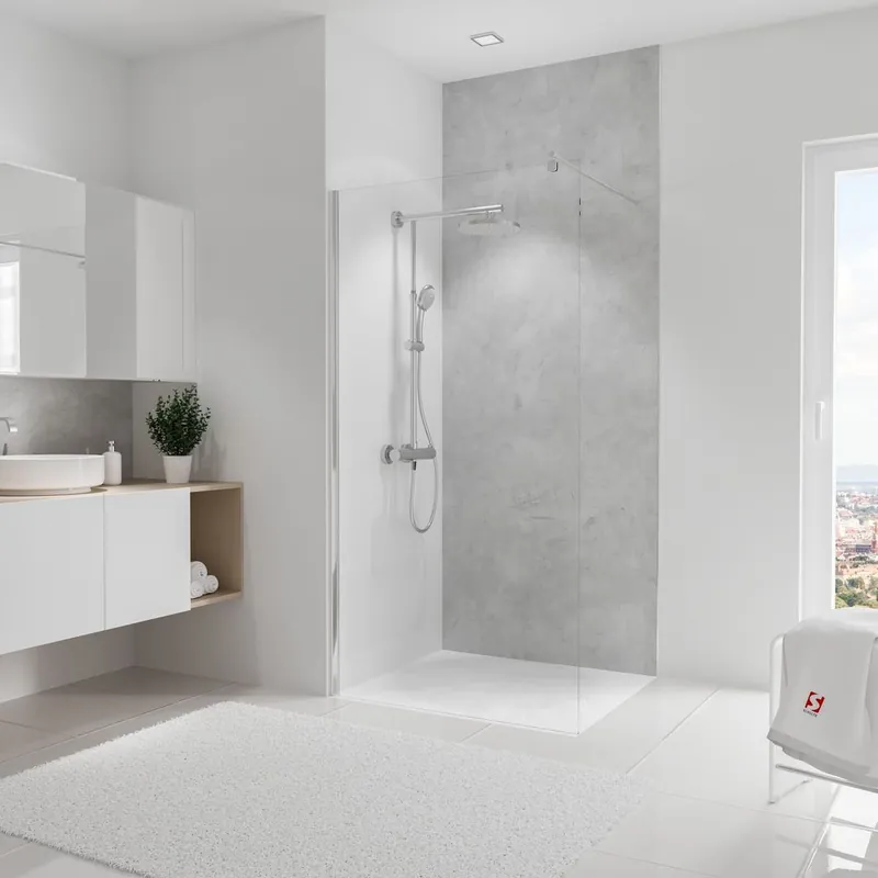 Promotion Panneau mural de douche 100x255 cm béton ciré DécoDesign Softtouch - SCHULTE