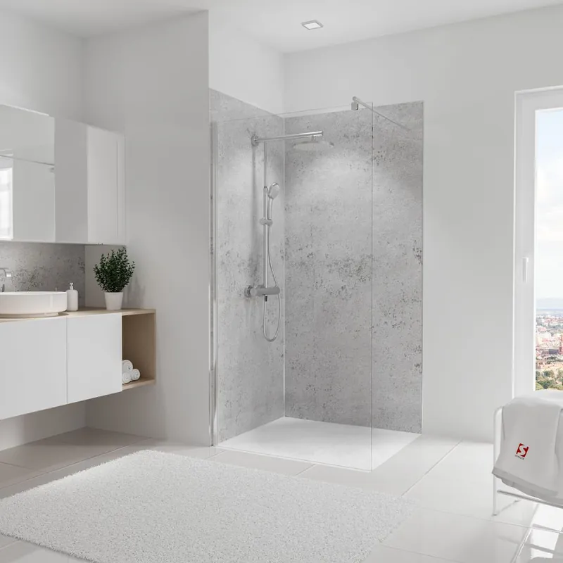 Expédié Aujourd'hui Panneaux muraux de douche 100+100x210 cm pierre gris clair DécoDesign Softtouch - SCHULTE