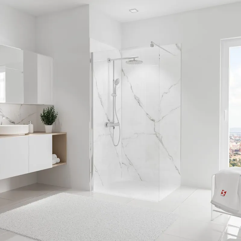 Panneaux muraux de douche 100+100x210 cm marbre de carrare DécoDesign Brio - SCHULTE Quantité Limitée