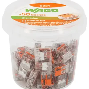 WAGO Pot de 50 bornes de connexion automatique 2 entrées S221 Offre Limitée