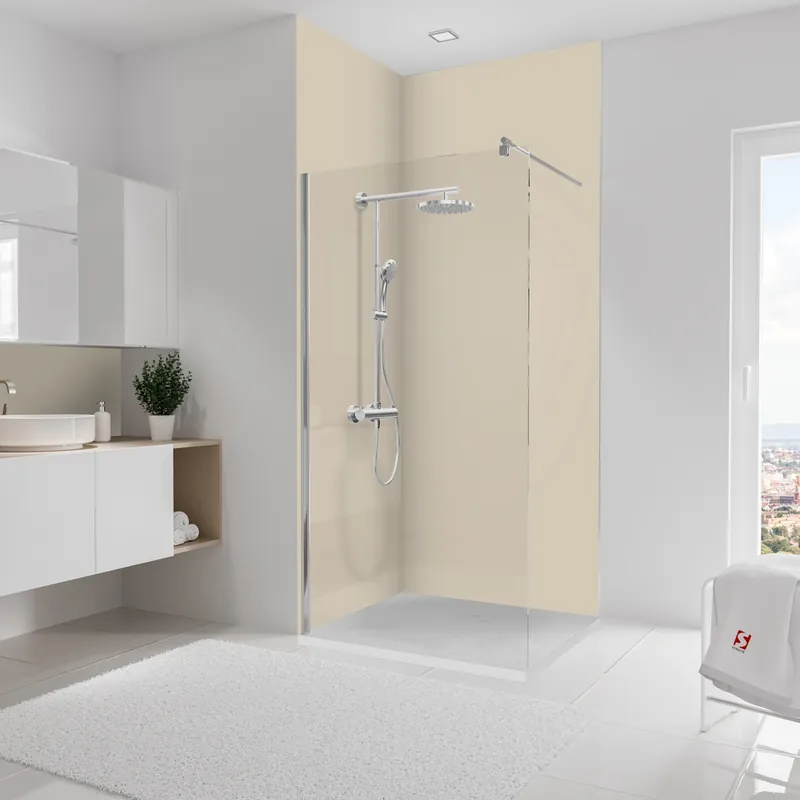 Acheter Direct Panneaux muraux de douche 100+100x255 cm décor beige DécoDesign Brio - SCHULTE