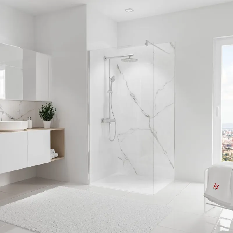 Panneau mural de douche 100x210 cm marbre de carrare DécoDesign Brio - SCHULTE Usine Directe