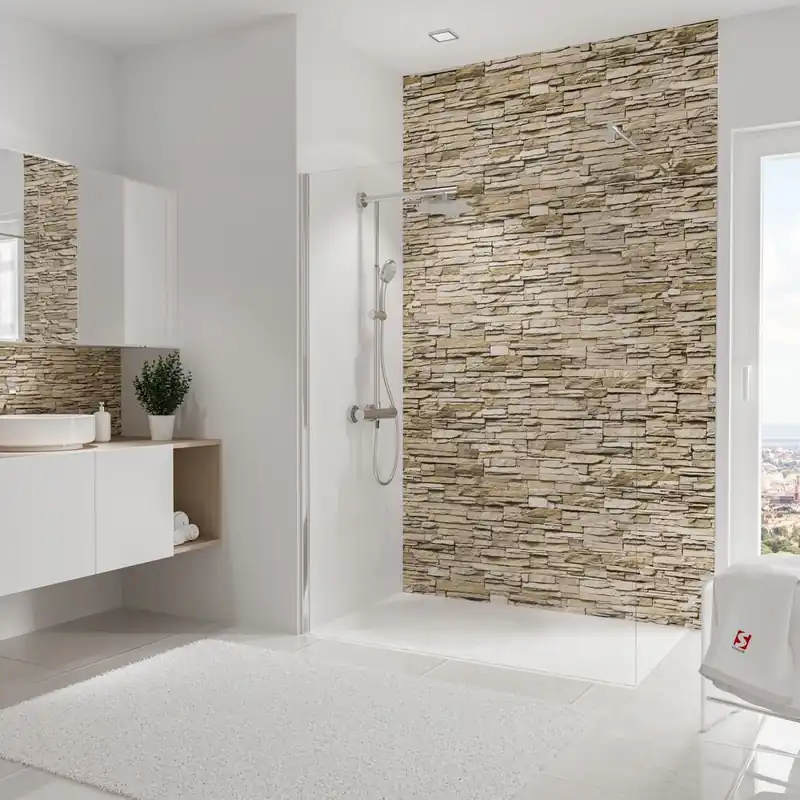Meilleur Choix Panneau mural de douche 150x255 cm parement clair DecoDesign Décor - SCHULTE