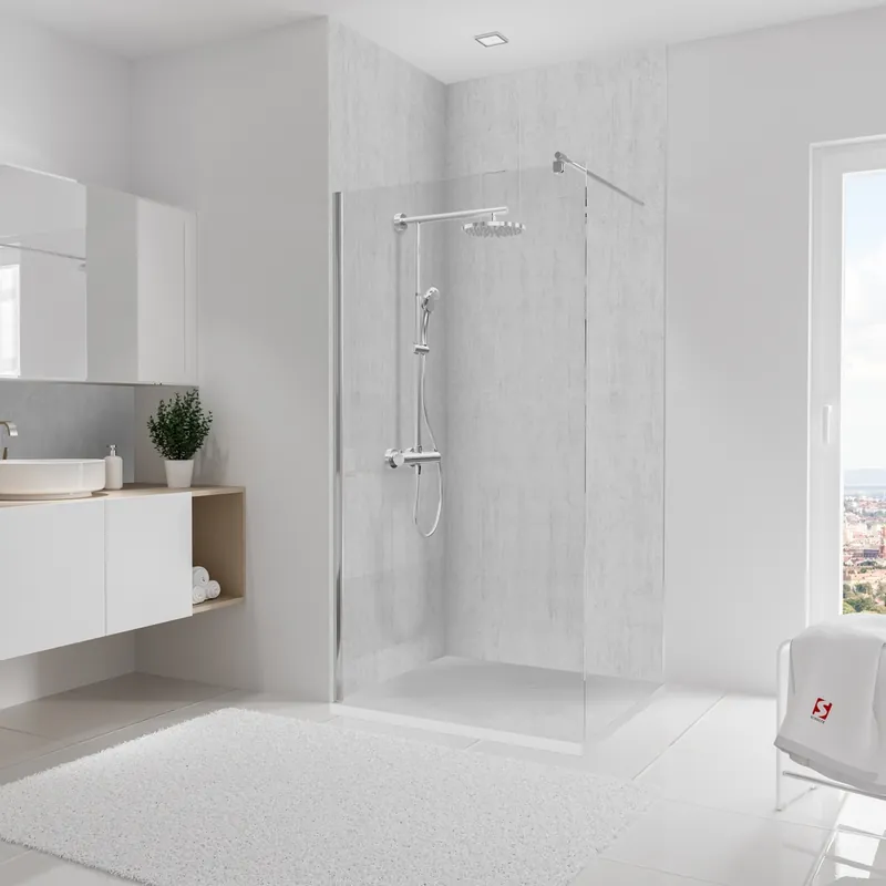 Panneaux muraux de douche 100+100x255 cm parement béton DecoDesign Décor - SCHULTE Produit De Marque