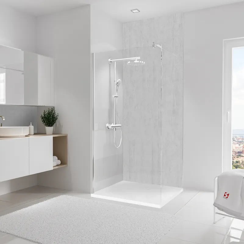 Panneau mural de douche 100x255 cm parement béton DecoDesign Décor - SCHULTE Vente Directe