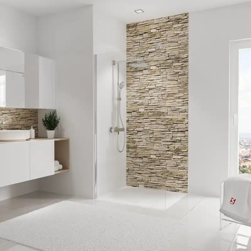 Panneau mural de douche 100x255 cm parement clair DecoDesign Décor - SCHULTE Bon Plan