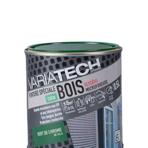 Peinture bois glycéro satin - Vert de chrome - 0.5L VARIATECH Meilleur Choix