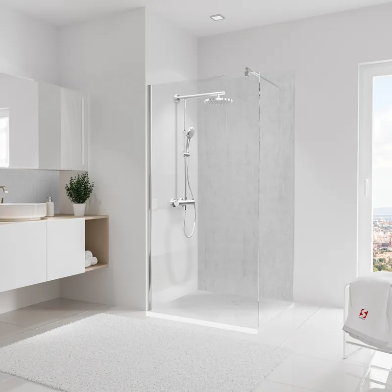 Panneau mural de douche 100x210 cm parement béton DecoDesign Décor - SCHULTE Produit De Marque