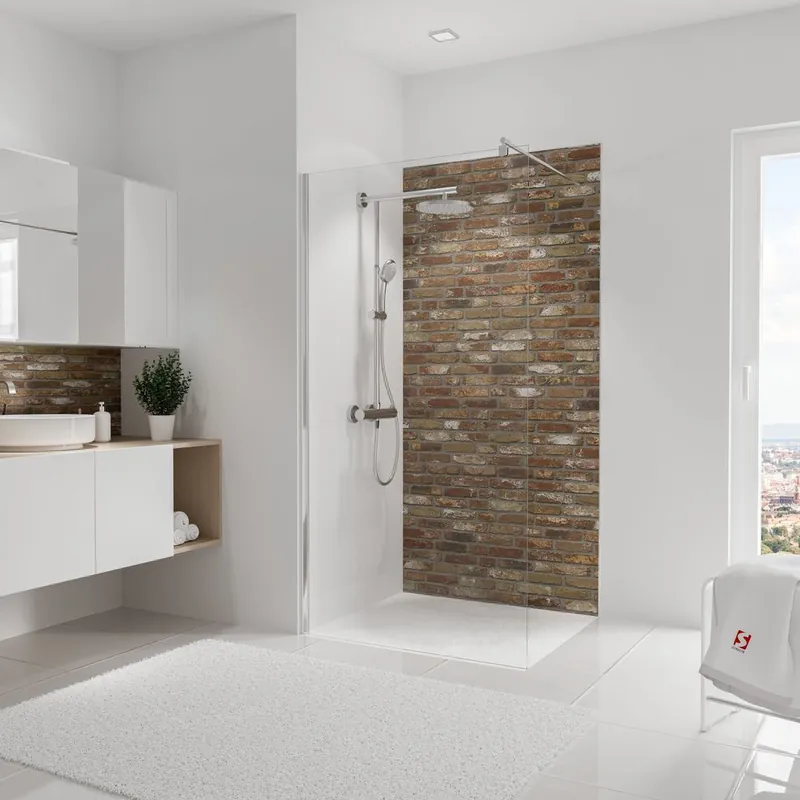 Panneau mural de douche 100x210 cm briques industrielles DecoDesign Décor - SCHULTE Vente Flash