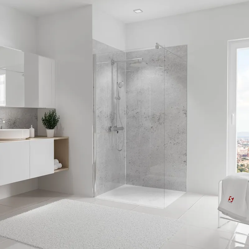 Panneaux muraux de douche 100+100x210 cm décor pierre gris DécoDesign Brio - SCHULTE Top Vente