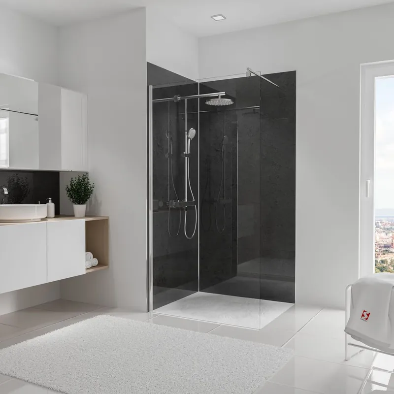Réduction Panneaux muraux de douche 100+100x210 cm décor ardoise DécoDesign Brio - SCHULTE