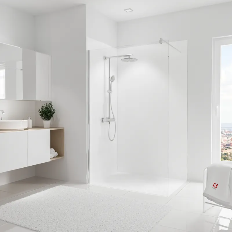 Offre Spéciale Panneaux muraux de douche 90+120x210 cm décor blanc DécoDesign Couleur - SCHULTE