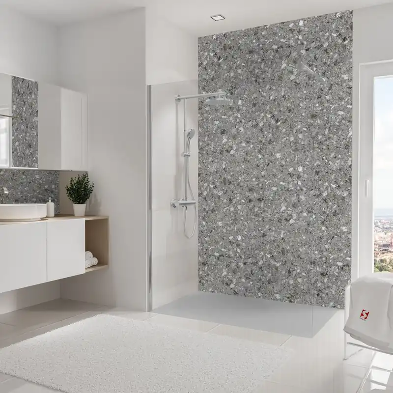 Panneau mural de douche 150x255 cm terrazo granit DécoDesign Softtouch - SCHULTE Certifié