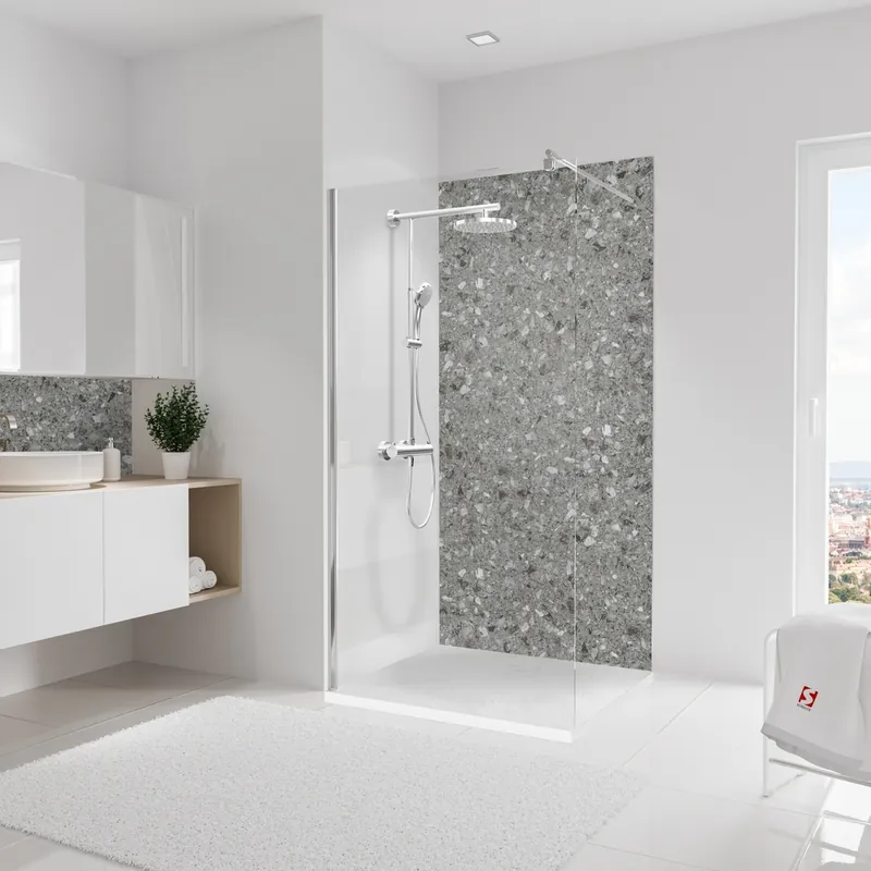 Panneau mural de douche 100x210 cm terrazo granit DécoDesign Softtouch - SCHULTE Dernière Chance