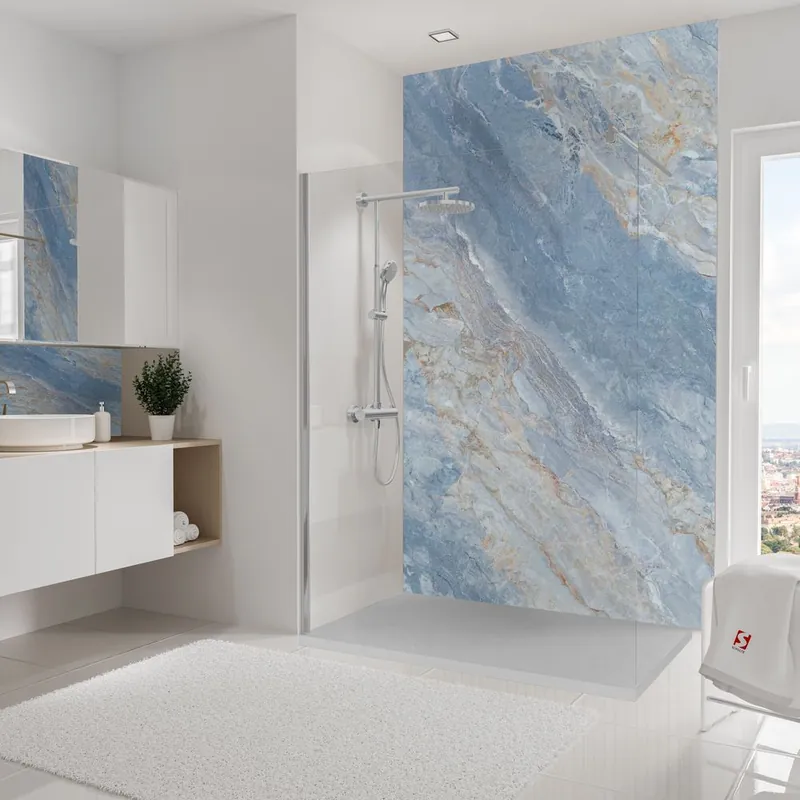 Affaire À Saisir Panneau mural de douche 150x255 cm marbre bleu DécoDesign Softtouch - SCHULTE