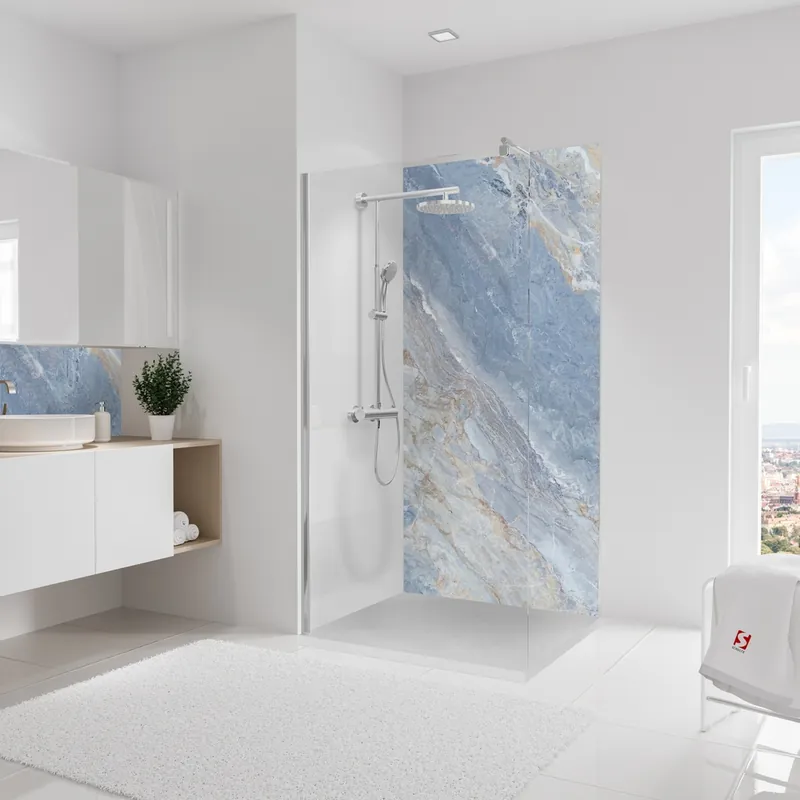 Panneau mural de douche 100x210 cm marbre bleu DécoDesign Softtouch - SCHULTE Nouvel Arrivage