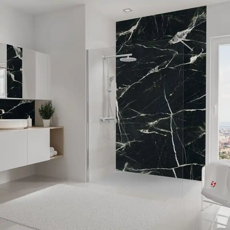 Panneau mural de douche 150x255 cm marbre noir vert DécoDesign Softtouch - SCHULTE Certifié