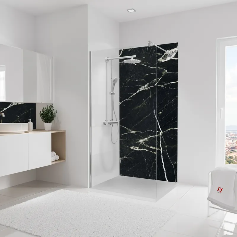 Usine Directe Panneau mural de douche 100x210 cm marbre noir vert DécoDesign Softtouch - SCHULTE