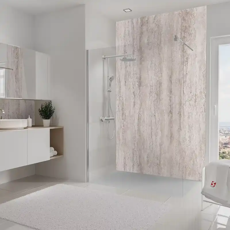 Panneau mural de douche 100x255 cm travertin beige DecoDesign Décor - SCHULTE Satisfait Ou Remboursé