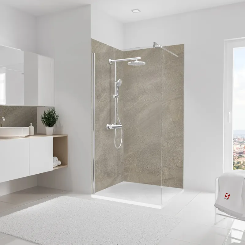 Petit Prix Panneaux muraux de douche 100+100x210 cm taupe sablé DecoDesign Décor - SCHULTE