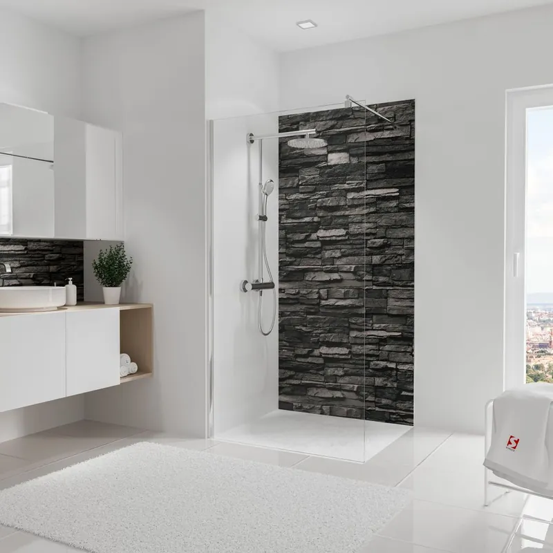 Offre Limitée Panneau mural de douche 100x210 cm parement ardoise DécoDesign Décor - SCHULTE