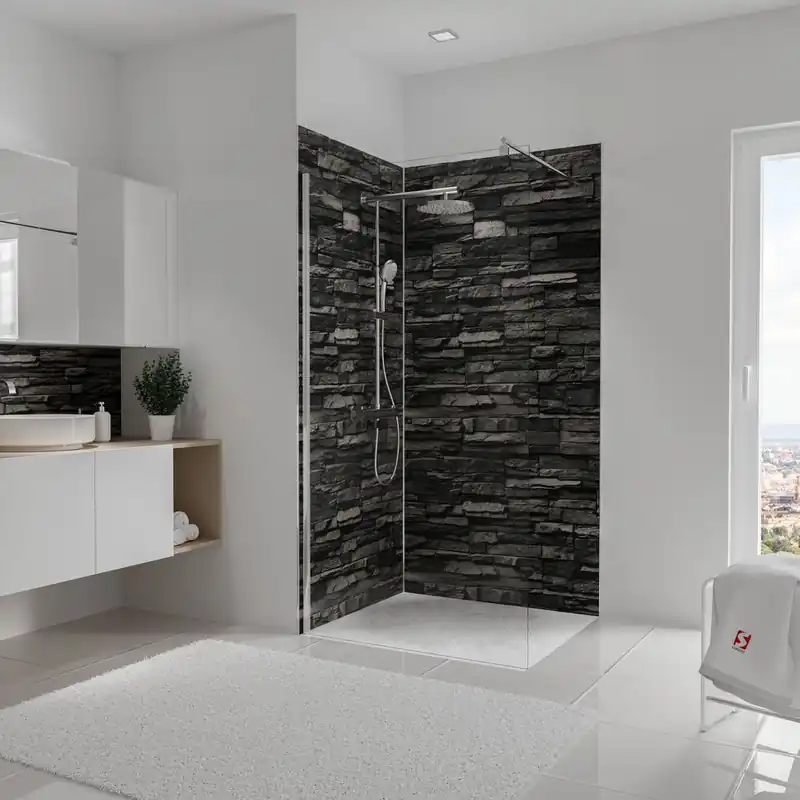 Panneaux muraux de douche 100+100x210 cm parement ardoise DécoDesign Décor - SCHULTE Acheter Direct
