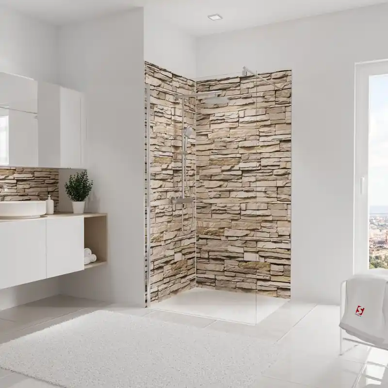 Panneaux muraux de douche 100+100x210 cm parement clair DécoDesign Décor - SCHULTE Seulement Aujourd'hui